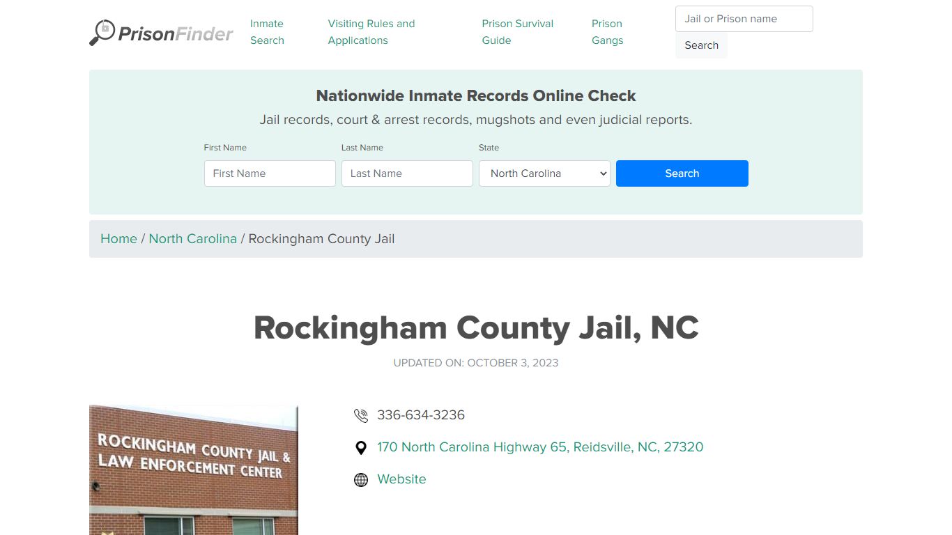 Rockingham County Jail, NC Inmate Search, Mugshots, Visitation, Phone ...